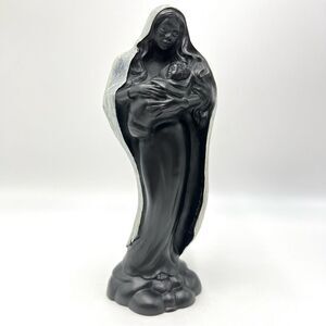 Vintage 1960s‎ Black Coral Madonna & Child Statue Figurine Frank Schirman Hawaii